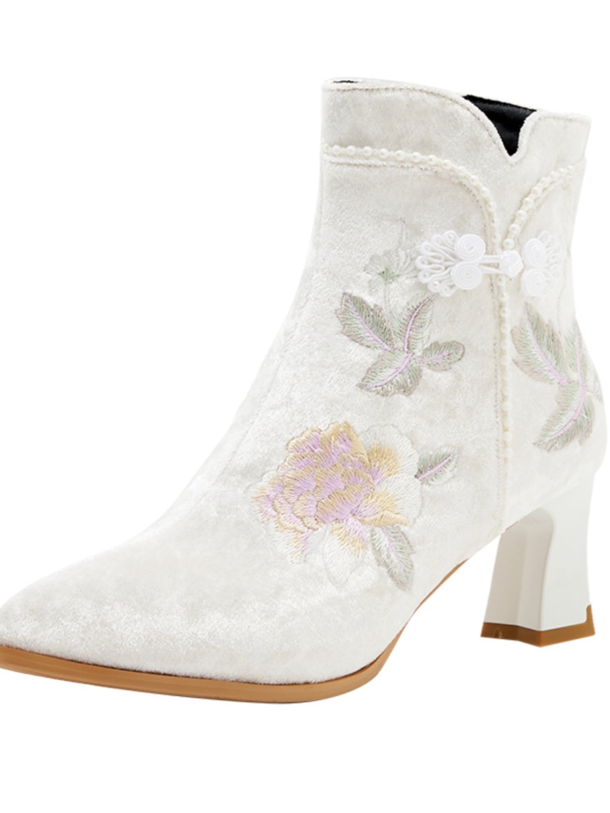 Original Ethnic Style Embroidered High Heeled Short Boots CZ1025