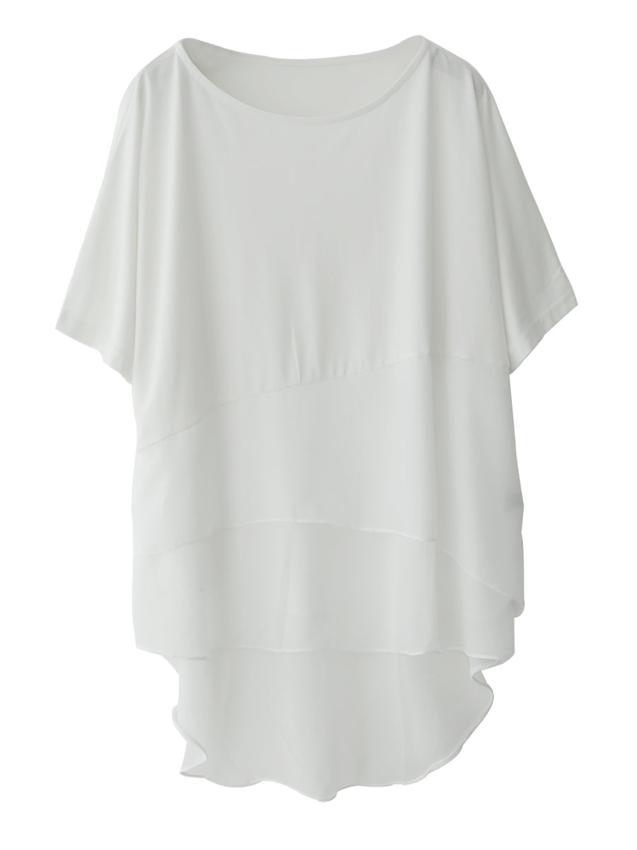 Plus Size Women Summer Casual Irregular Spliced Shirt AS1062