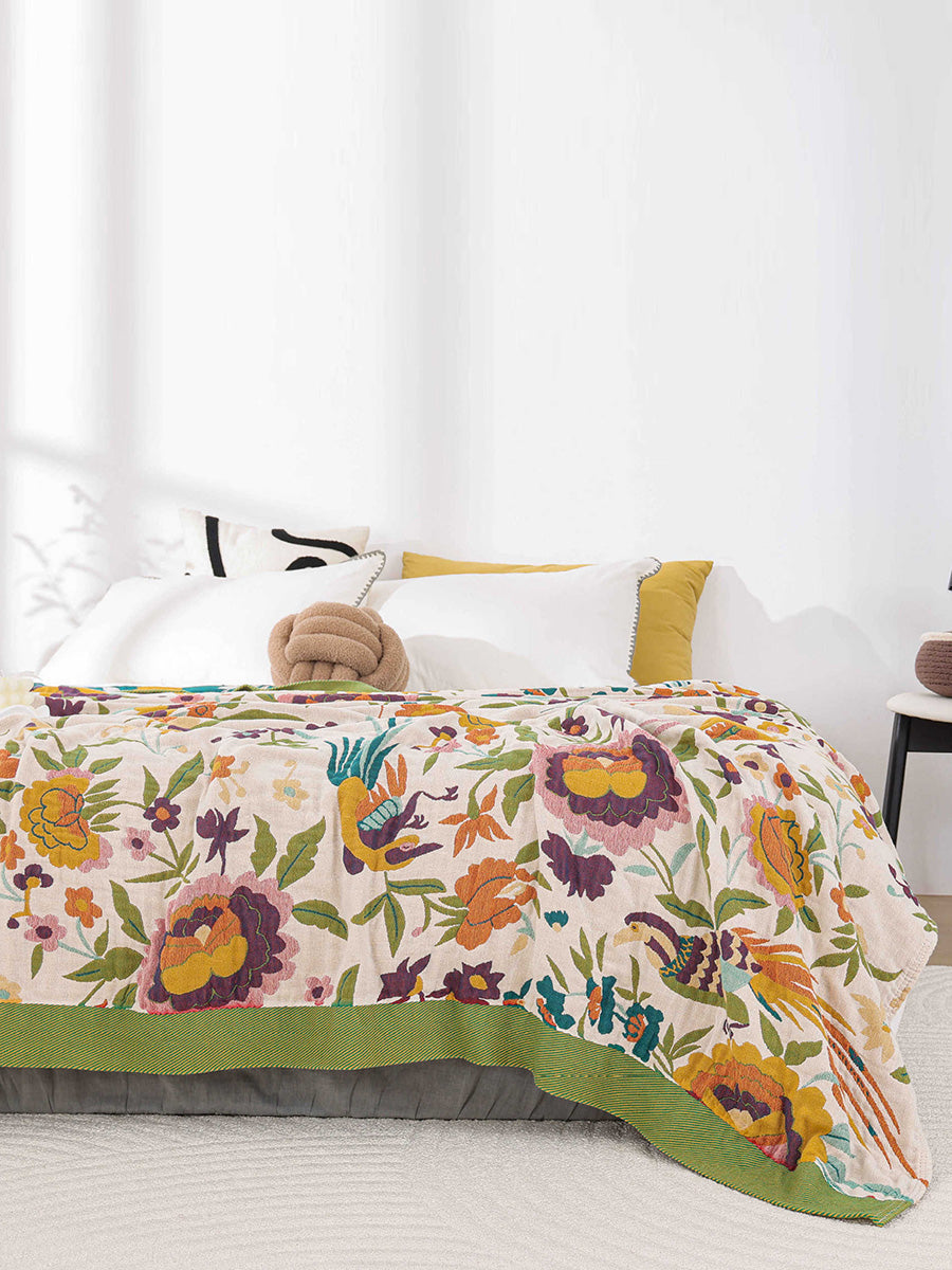 Mehrschichtige Bett- und Sofadecke aus Baumwolljacquard mit Blumenmuster FD026