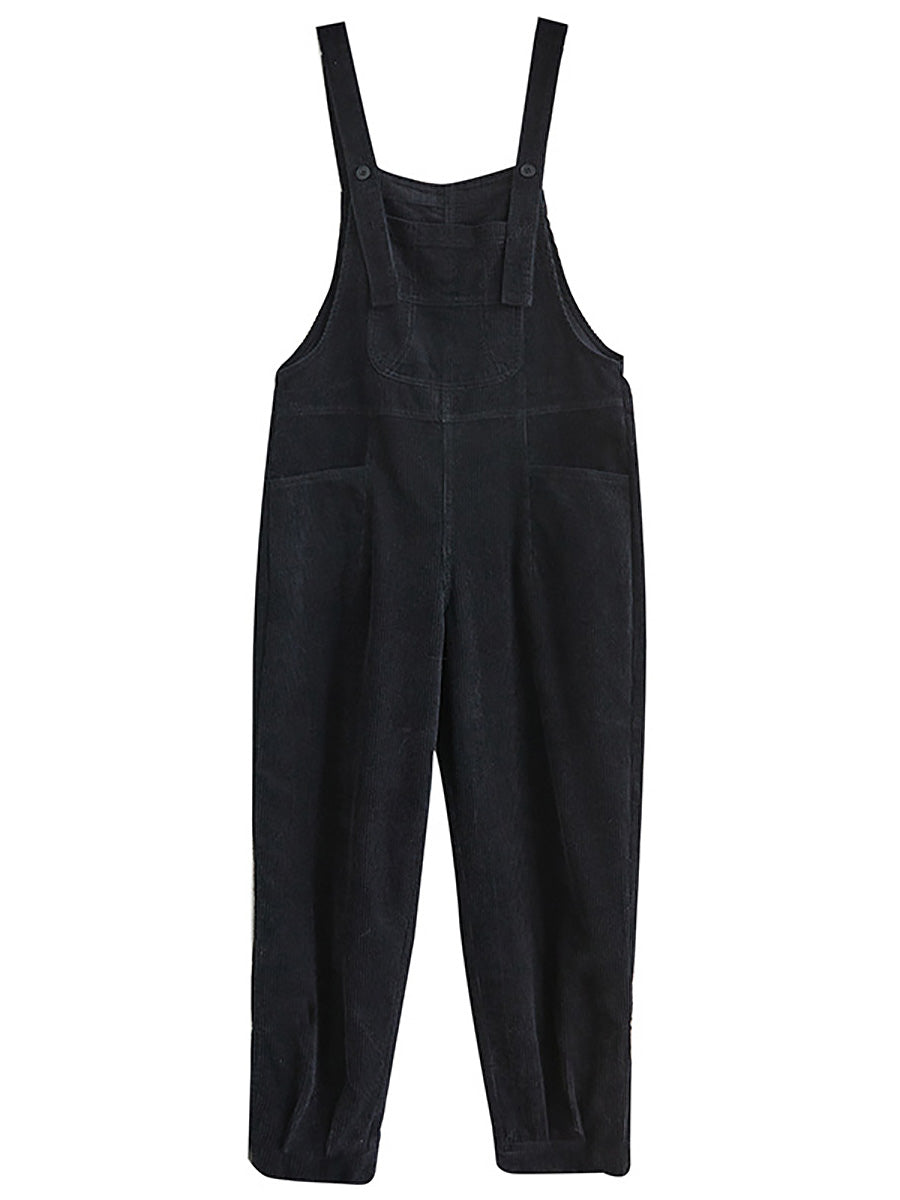 Frauen Casual Herbst Solide Cord Lose Overalls AH1009