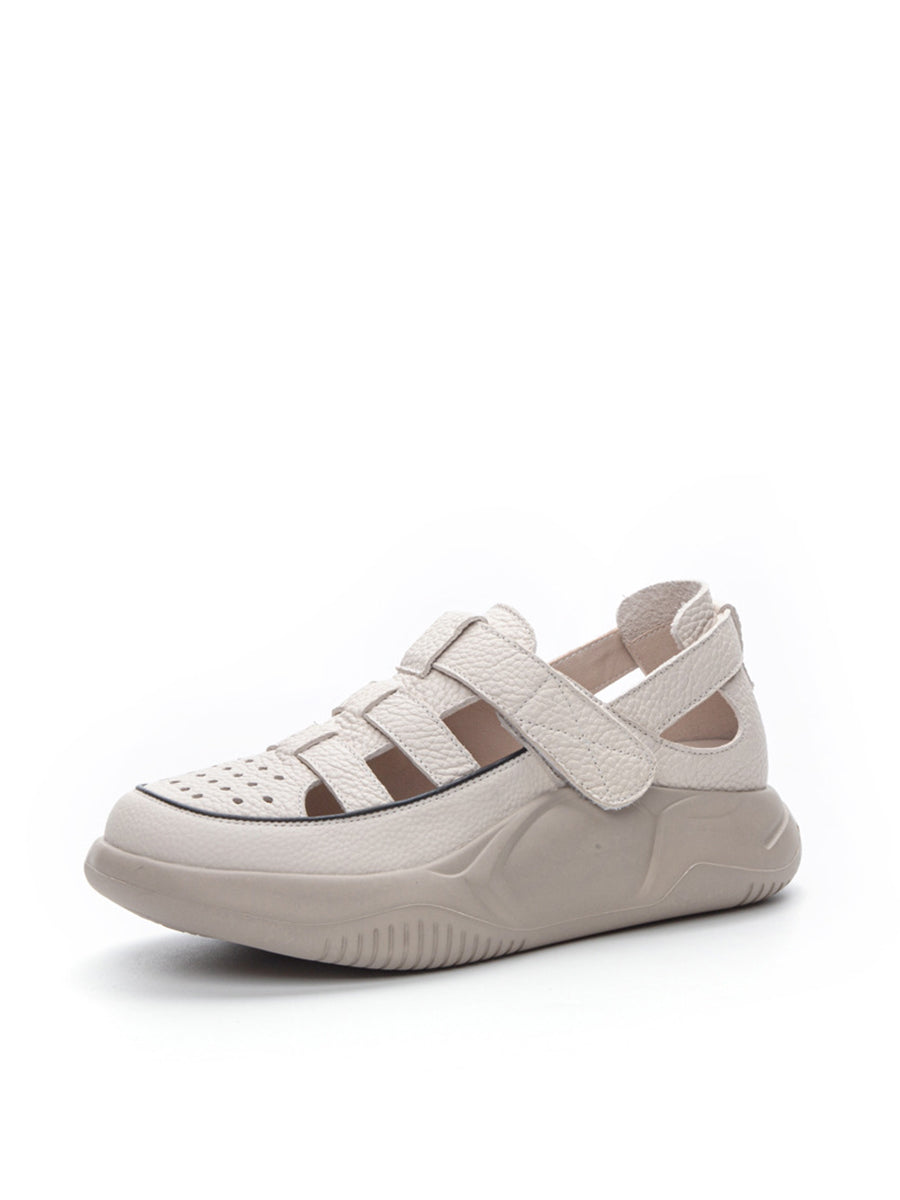 Damen Sommer Leder Colorblock Plateau Sandalen IO1027