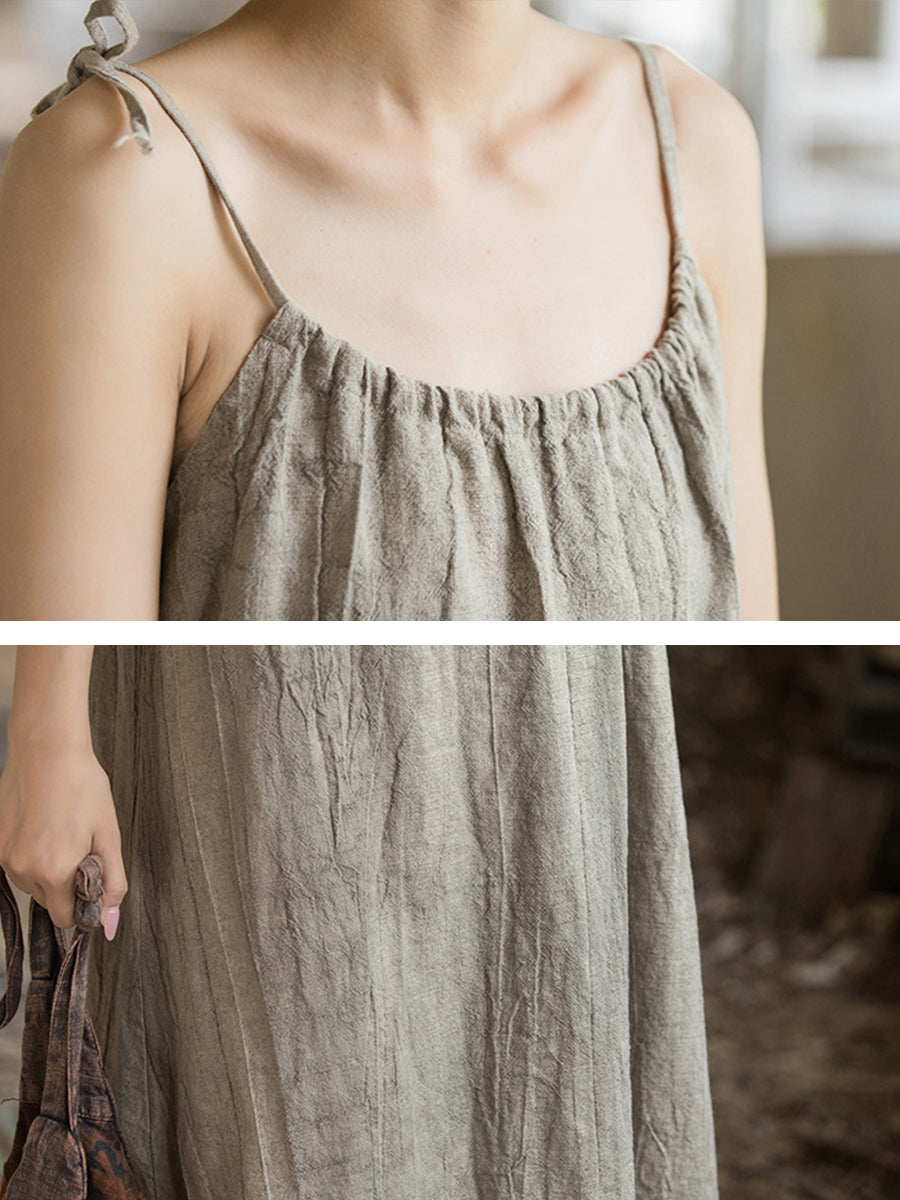 Plus Size Damen Sommer Vintage Einfarbig Lockeres Weste Kleid II1058