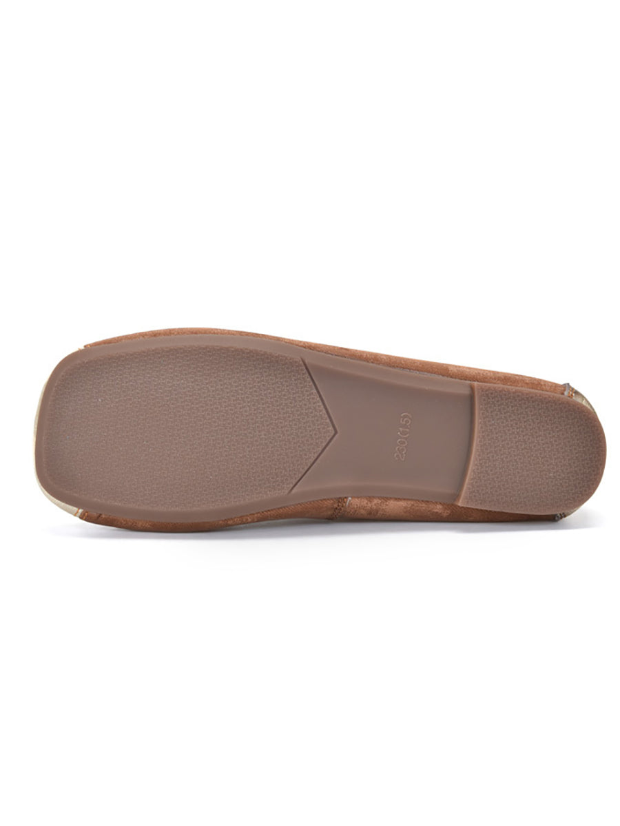 Women Elegant Summer Colorblock Cowhide Flat Shoes KL1022