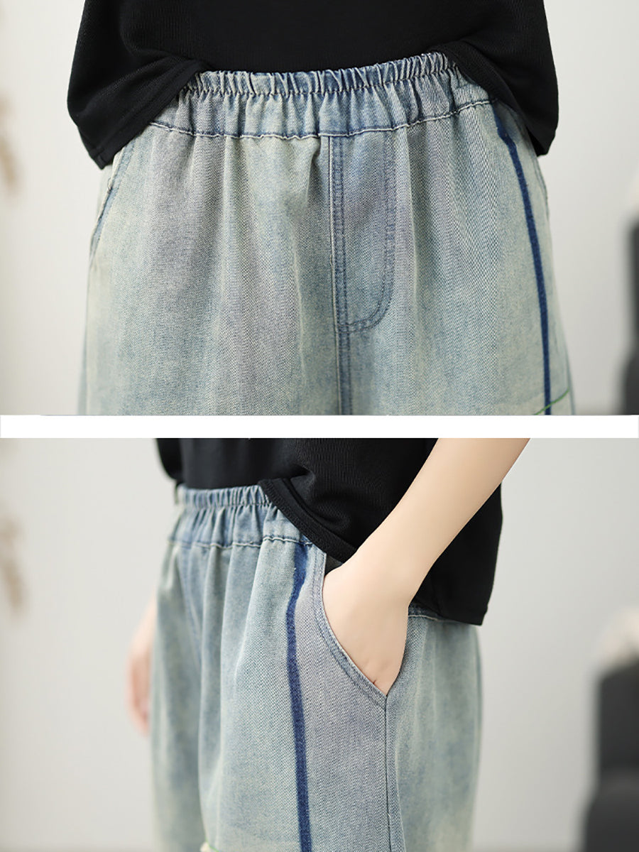Hose Ausgefranste Retro Denim Haremshose Damen