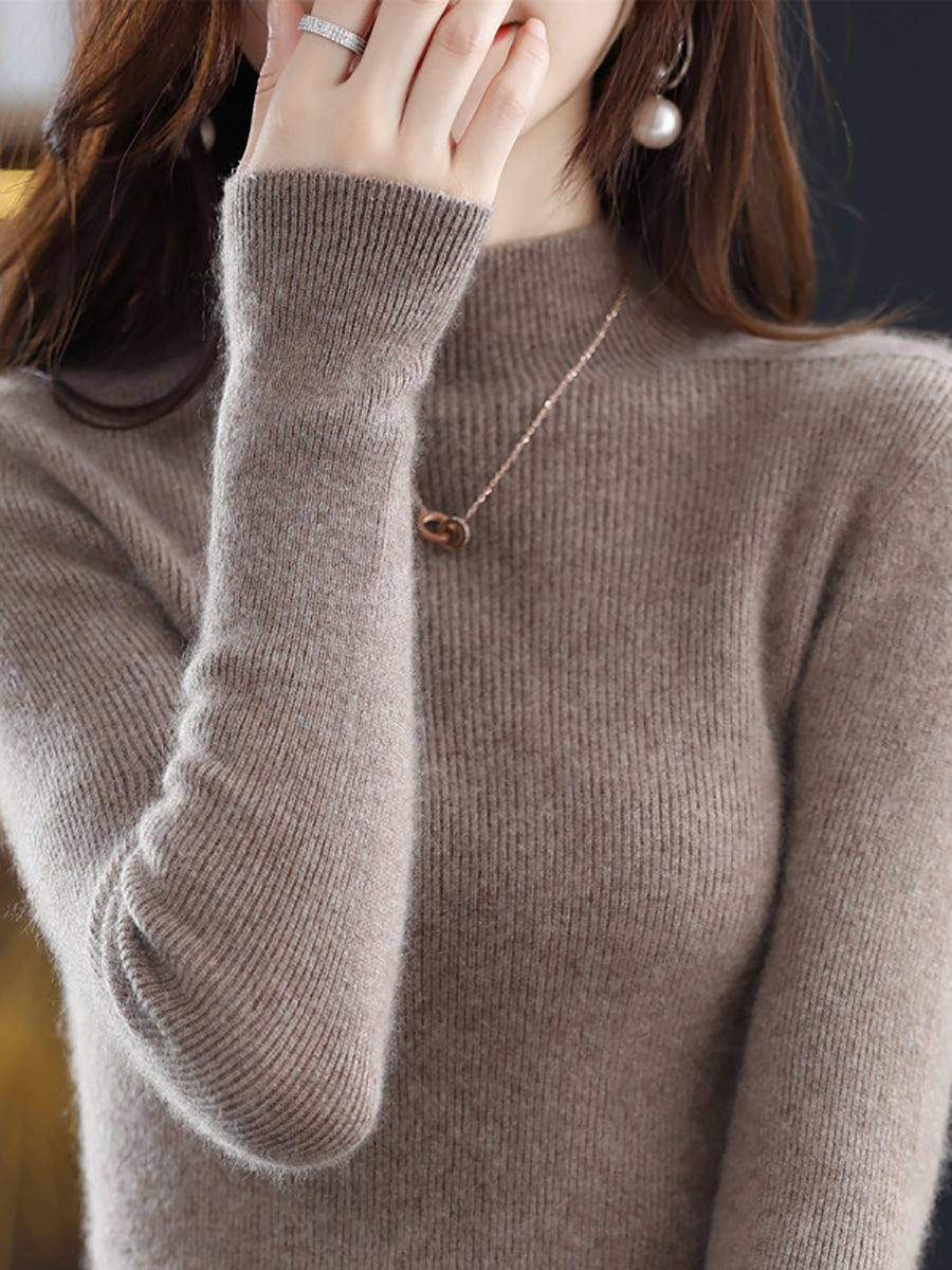 Pull en laine à col roulé pour femme, style décontracté, automne AK1041