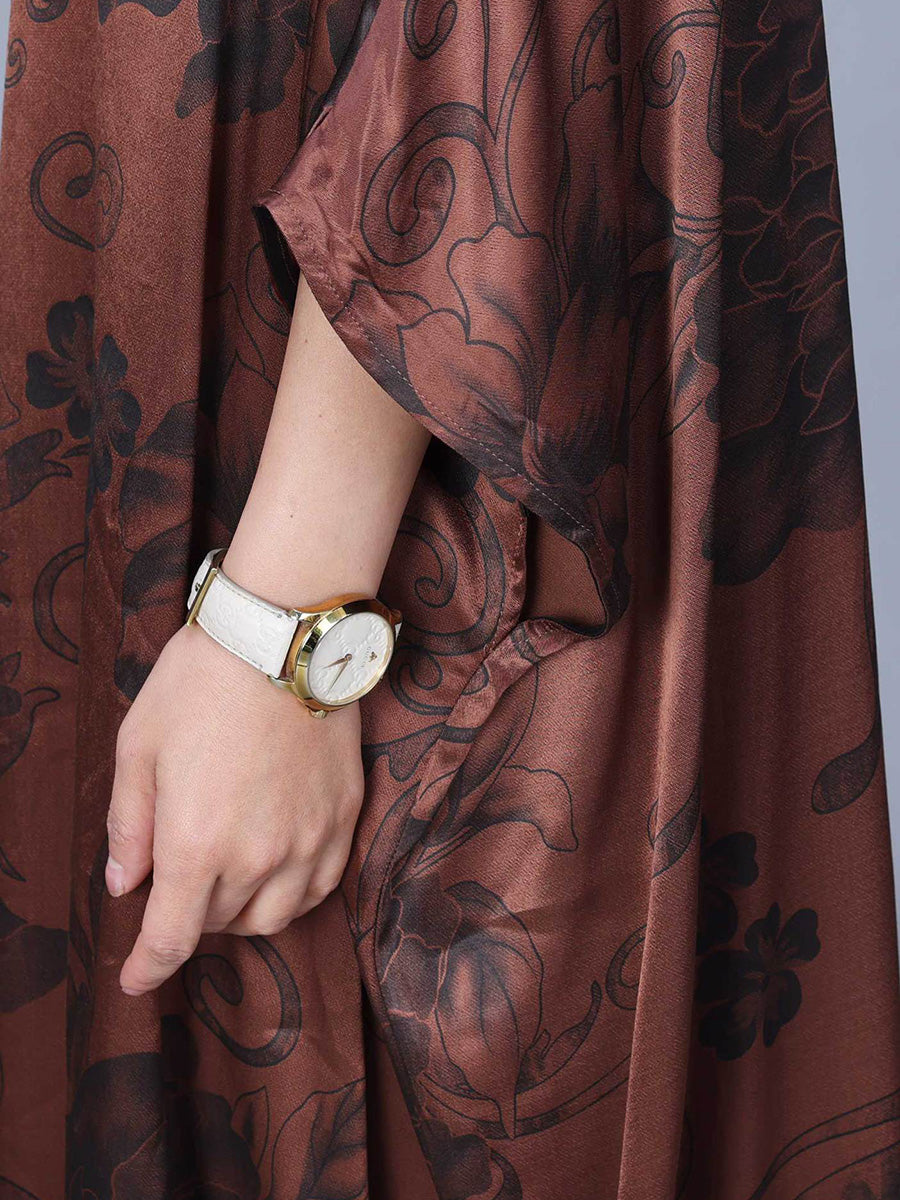 Damen Vintage Blumendruck Gespleißtes Sommer Maxikleid CO1046