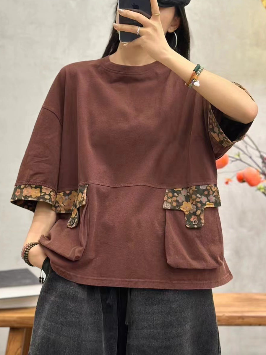 Chemise d'été décontractée en coton épissé pour femme PA1030
