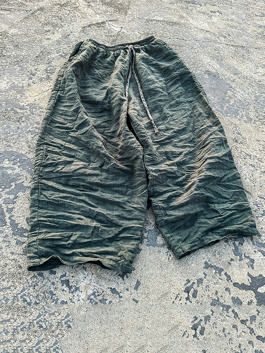 Damen Vintage Feste Sommer Gerade Leinenhose PP1006