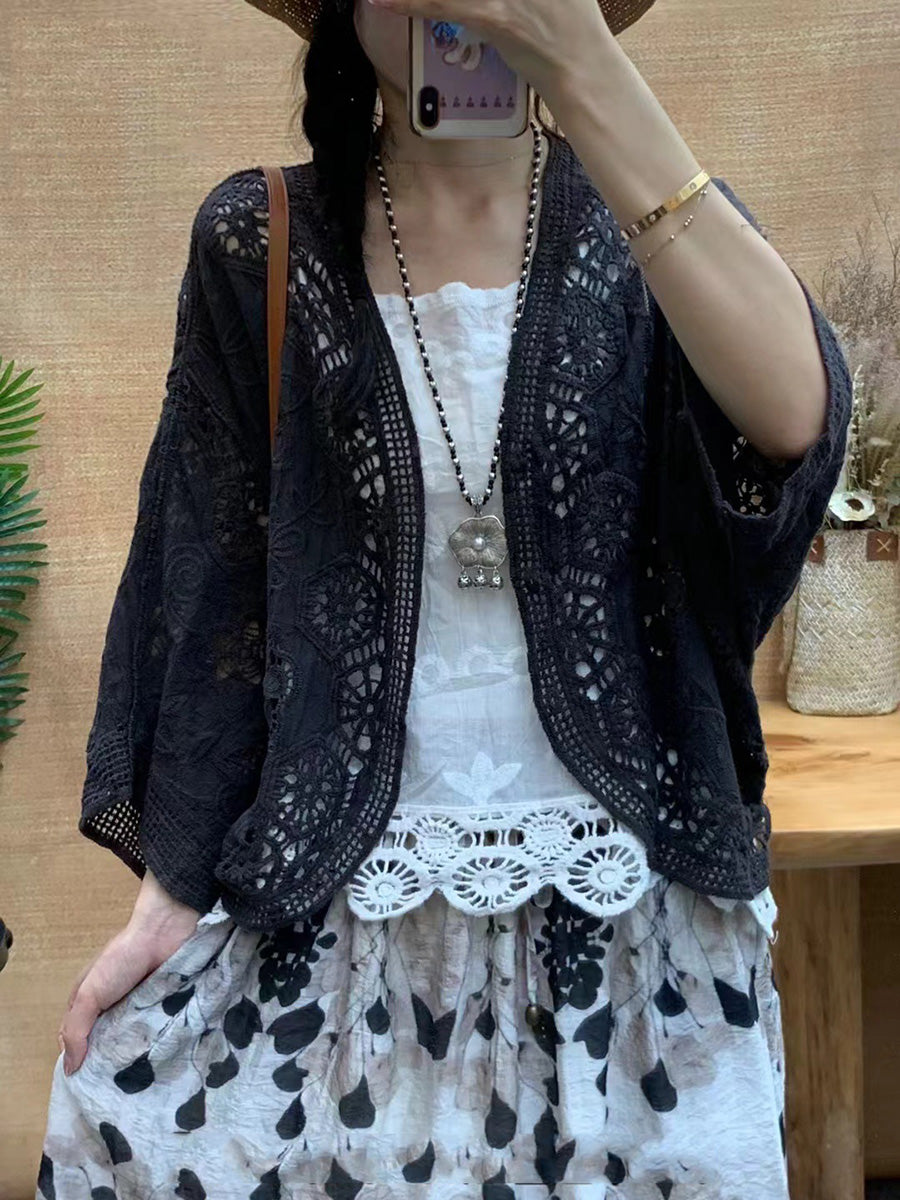 Manteau chemise en coton à broderie florale unie pour femme CX027