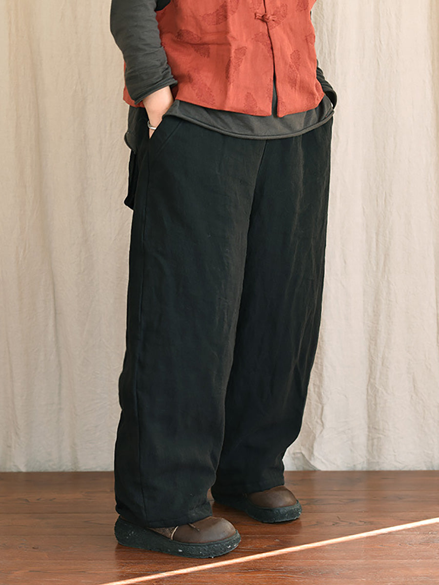 Damen Winter Rero Haremshose aus festem Leinen mit Tasche AT1096