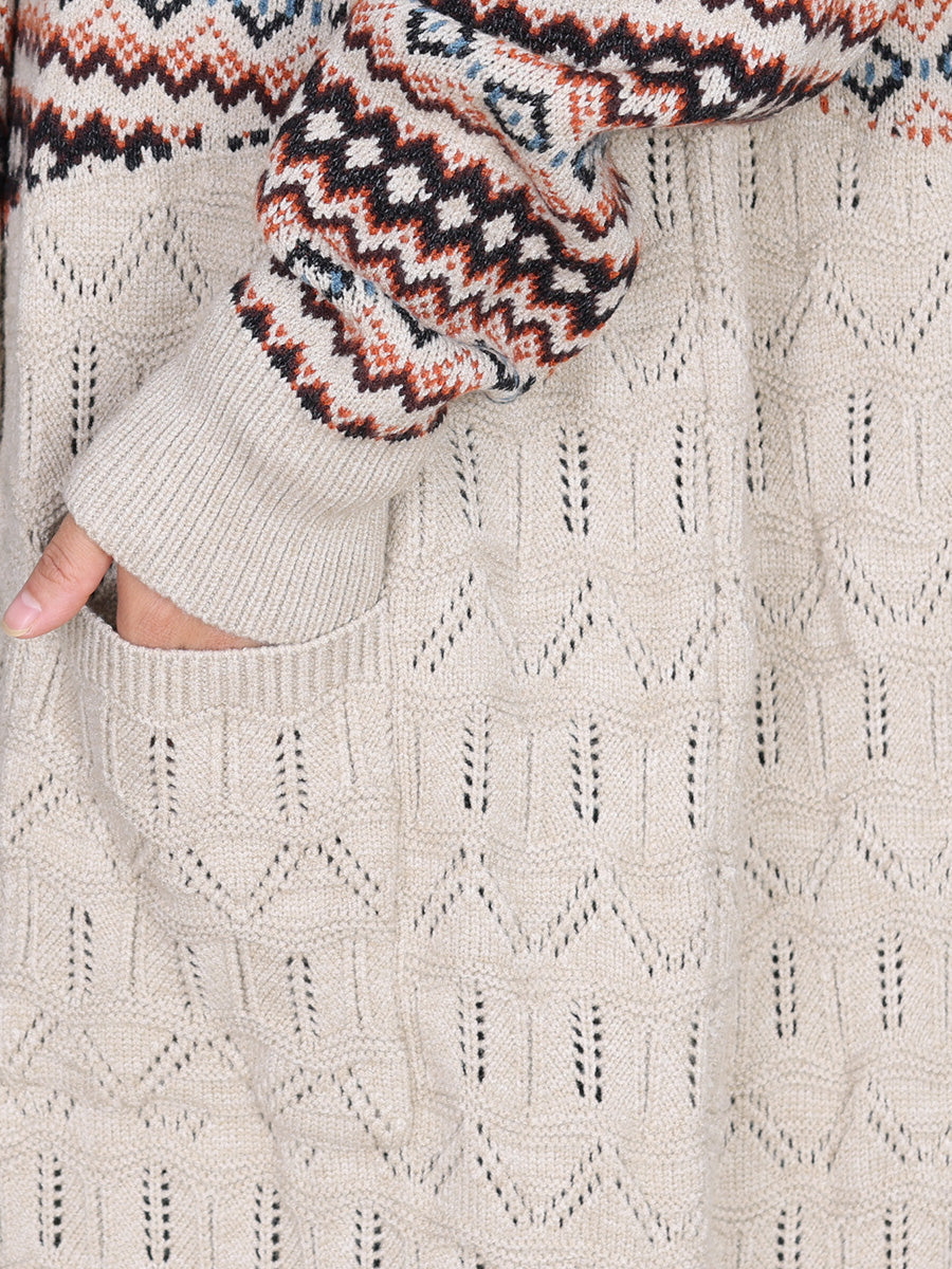 Cardigan tricoté à rayures et blocs de couleurs pour femme, manteau d'automne AH1060