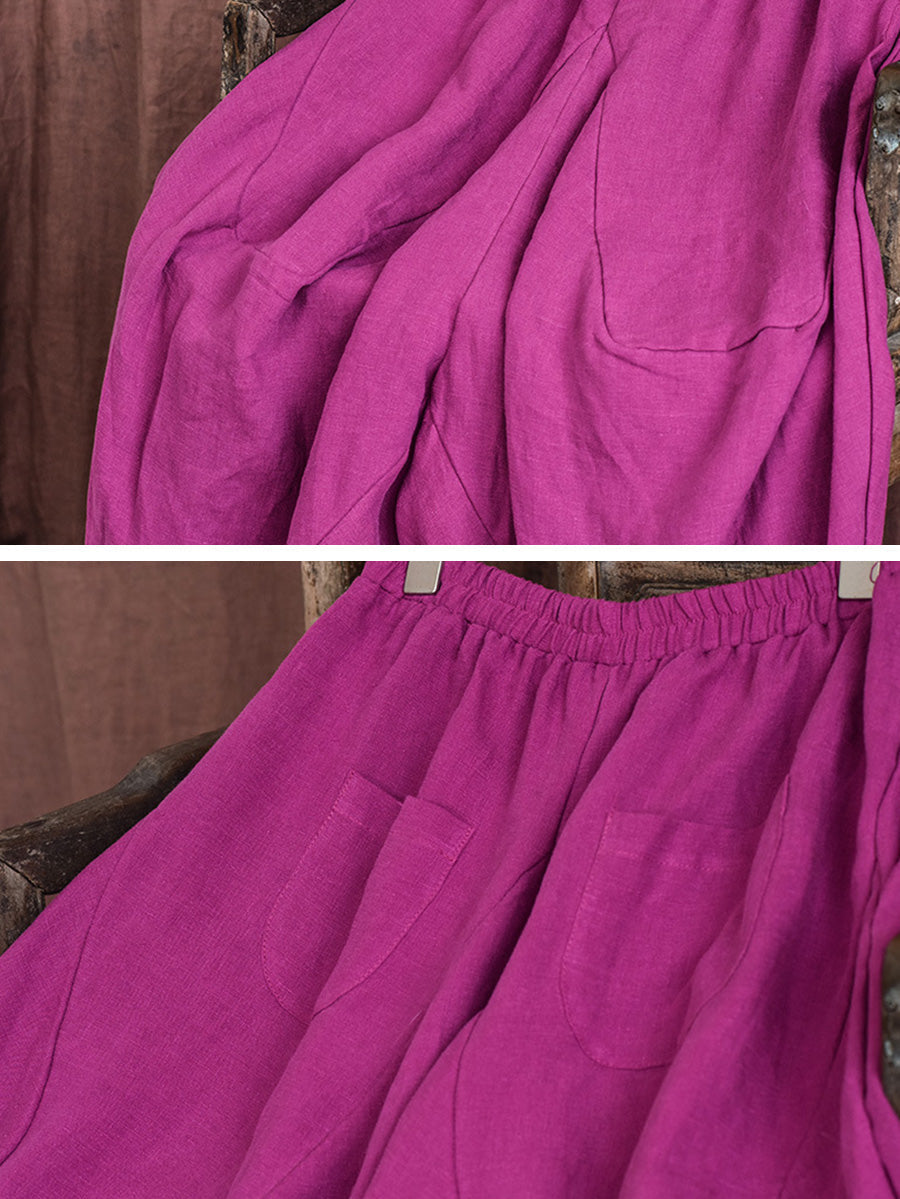 Damen Herbst Rero Solid Leinen Loos Bloomers AH1052