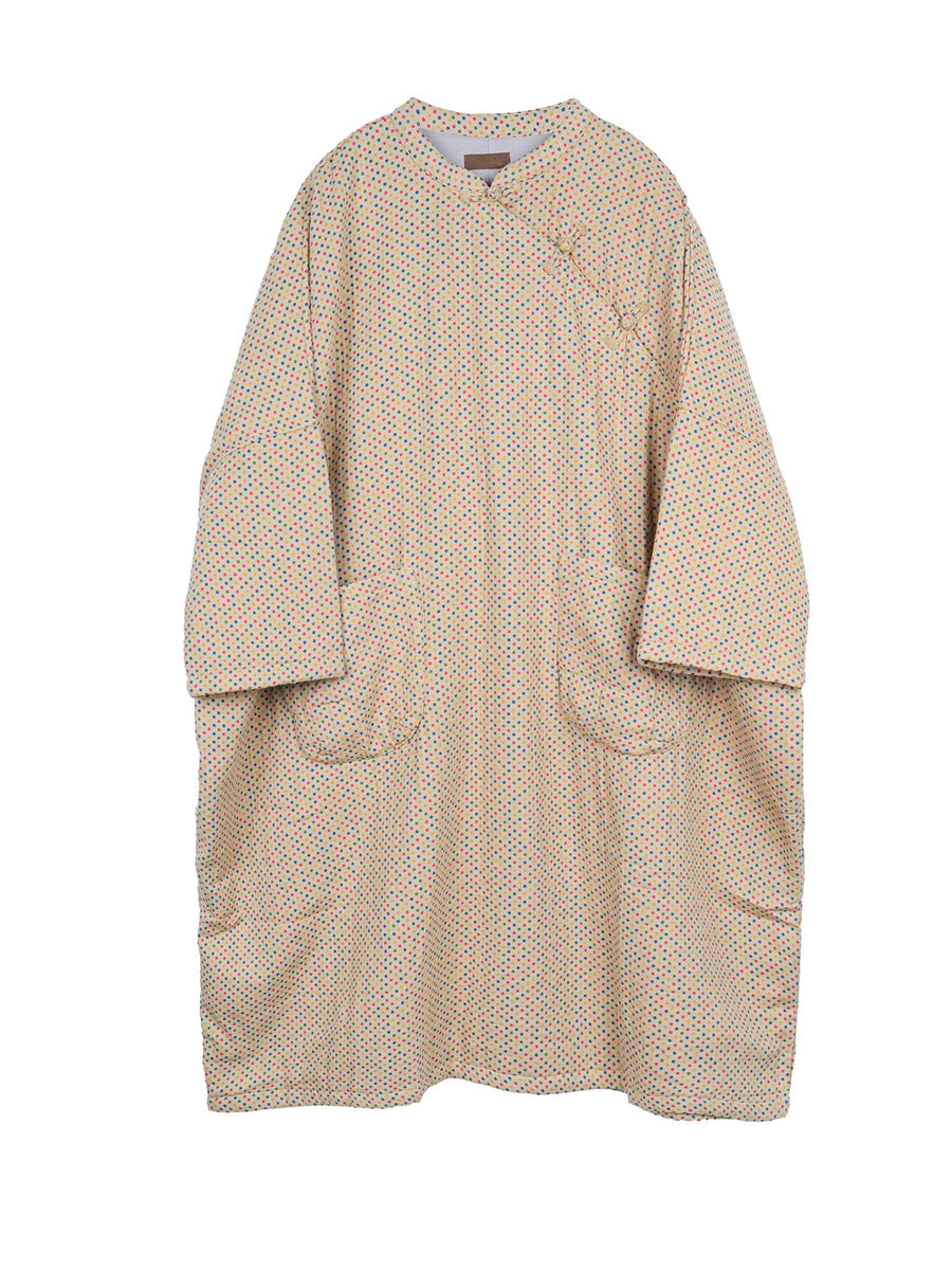 Robe longue rembourrée en coton à pois pour femme, style vintage, automne, fermeture oblique, AV1020
