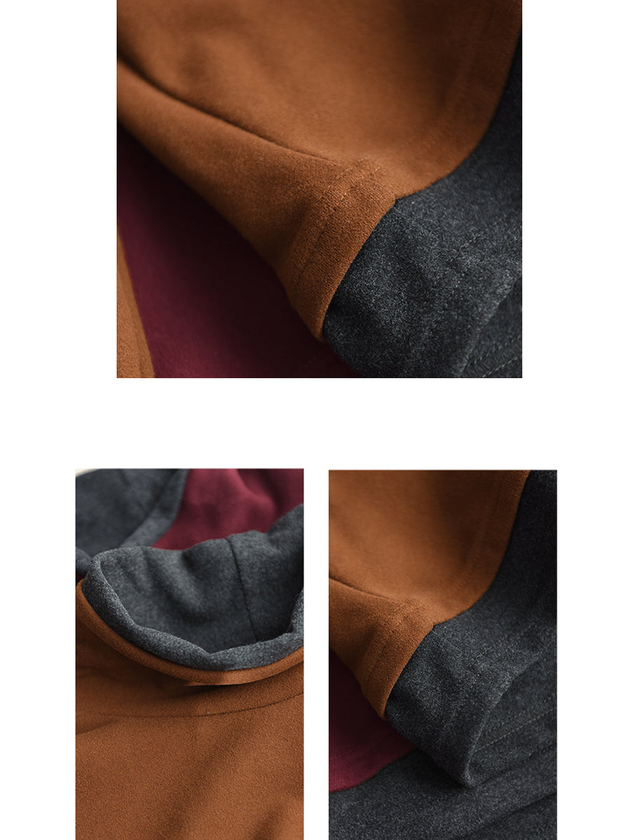 Damen Lässiges Herbst Warmes Colorblock Rollkragen Sweatshirt WG010