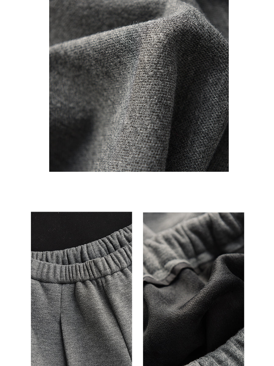 Damen Winter Casual Solid Fleece-gefütterte Weite Beinhose WU006