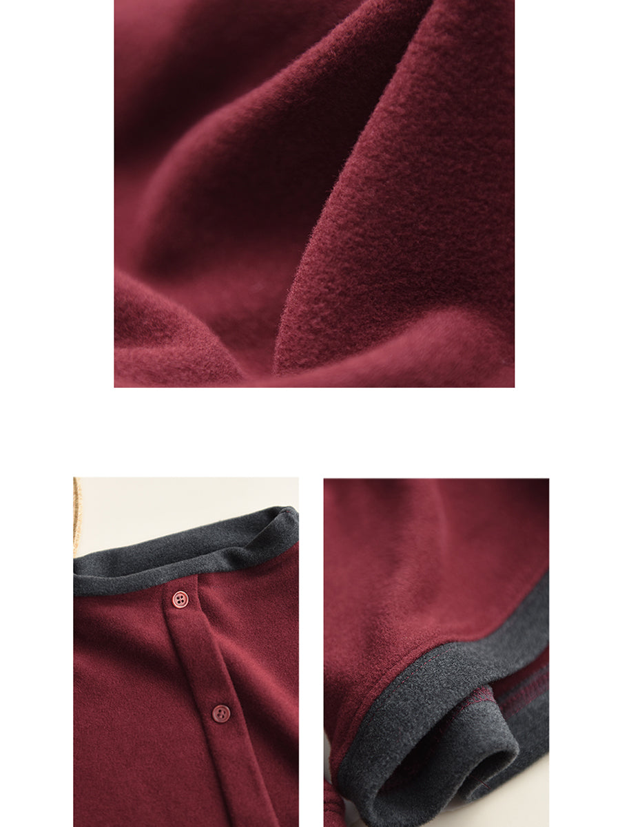 Sweat-shirt d'hiver décontracté à col roulé et blocs de couleurs pour femme WU015