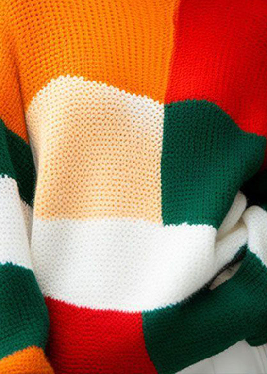 2025 Neue Colorblock Hign Neck Strickpullover Tops Frühling YY031