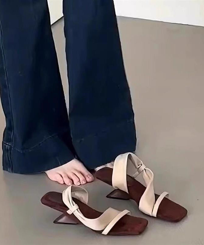Sandales à bout ouvert en similicuir rose à brides abricot 2025