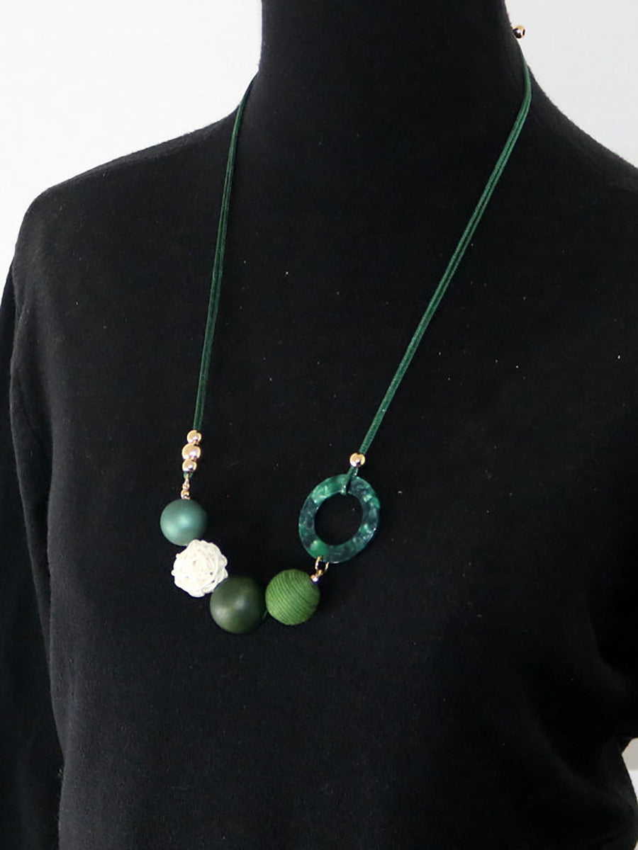 Collier pendentif en bois pour femme, style décontracté, en résine