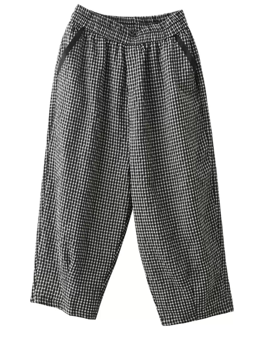 Hosen Harem Gitter Baumwolle Sommer Casual Damen