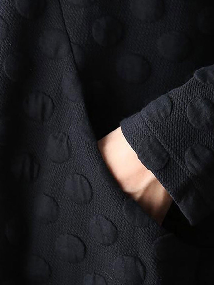 Robe à manches longues en coton extensible à pois grande taille AV1044