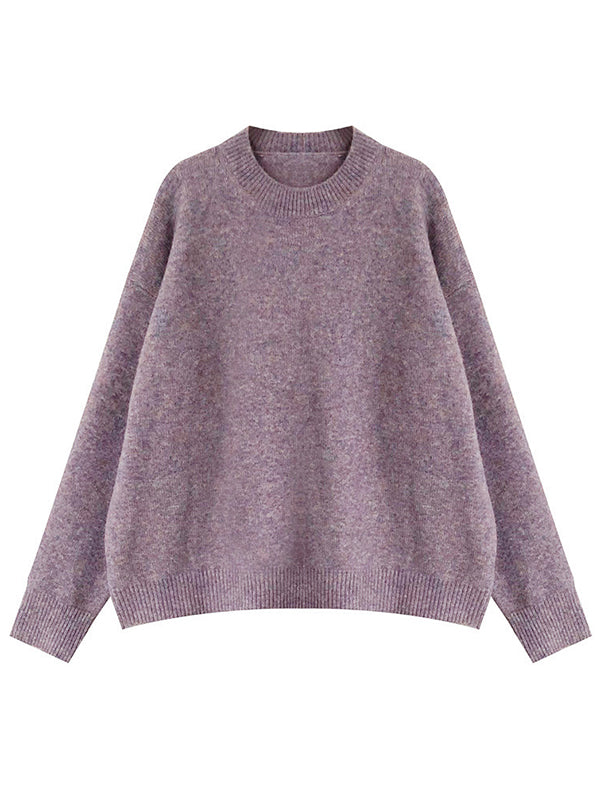 Pull ample violet à col rond et manches longues Dreamy QX008