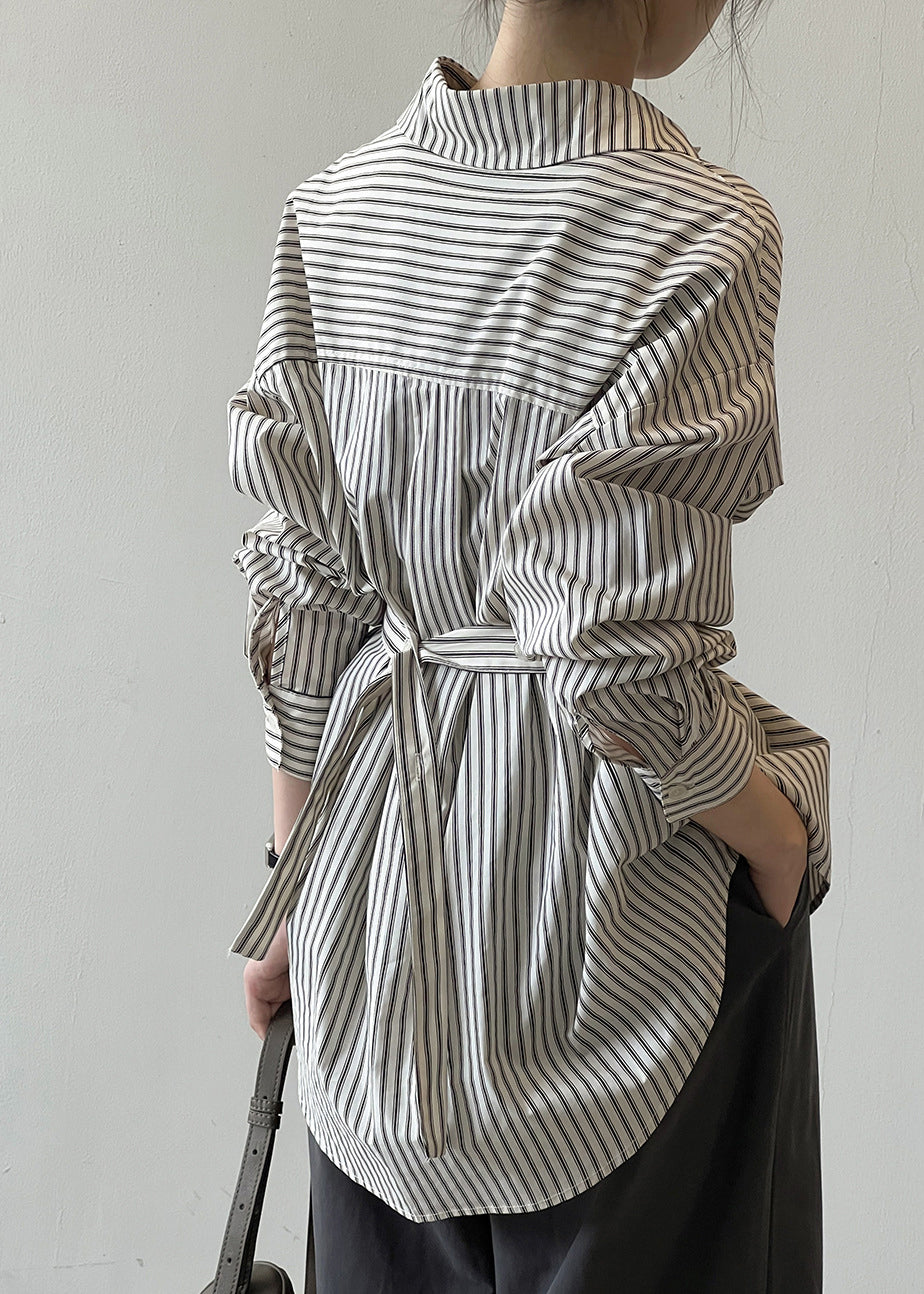 Chemise Peter French à rayures et col en coton pan-polaire, boutonnée