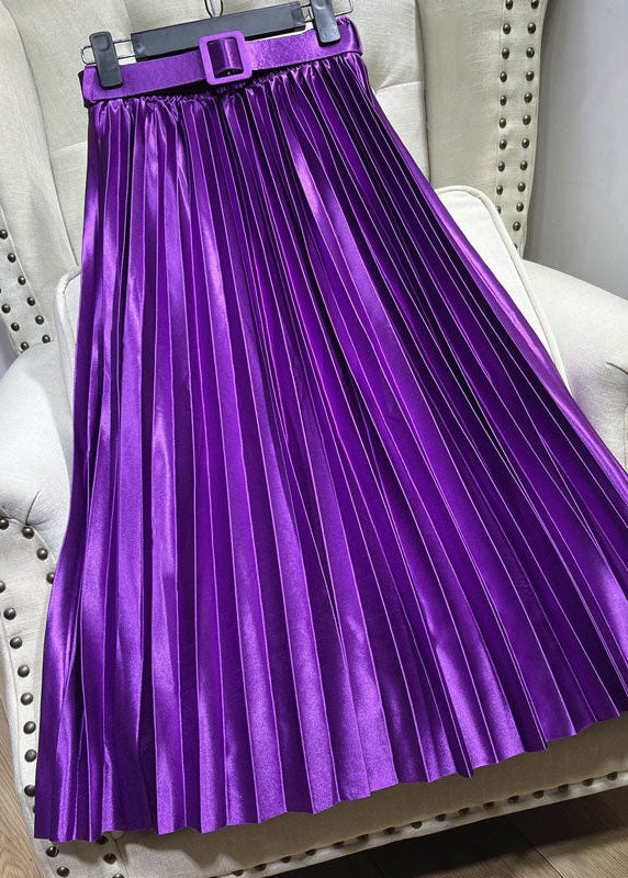 Jupes en soie à ourlet extra large froissées violettes italiennes Printemps AZ1014