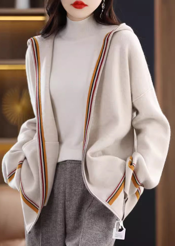 Damen Kamel Taschen Kaschmir Kapuzen Strickjacken Herbst WV017