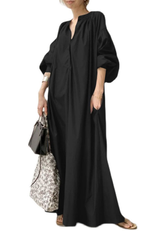 Dresses Bohemian Neck Lantern Apricot V Long Sleeve Oversized