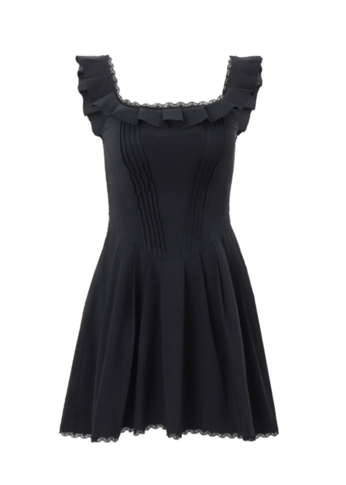 Amerikanischen Stil Schwarz Rüschen Spaghetti Strap Kleid Sommer YY021