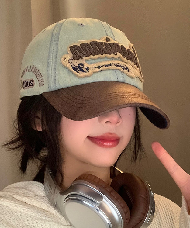 Embroideried Cap Denim American Hat Blue Baseball Style