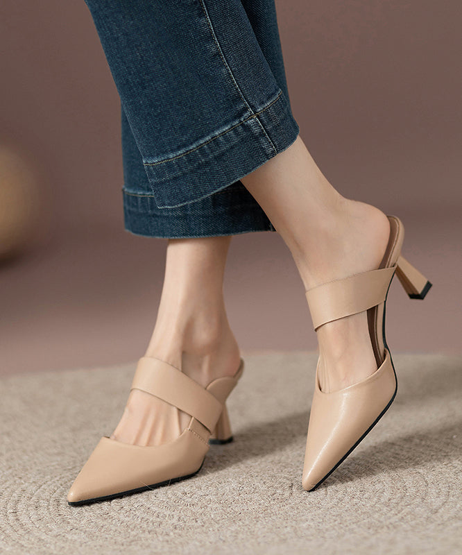 Sandales pointues à talons hauts en similicuir abricot