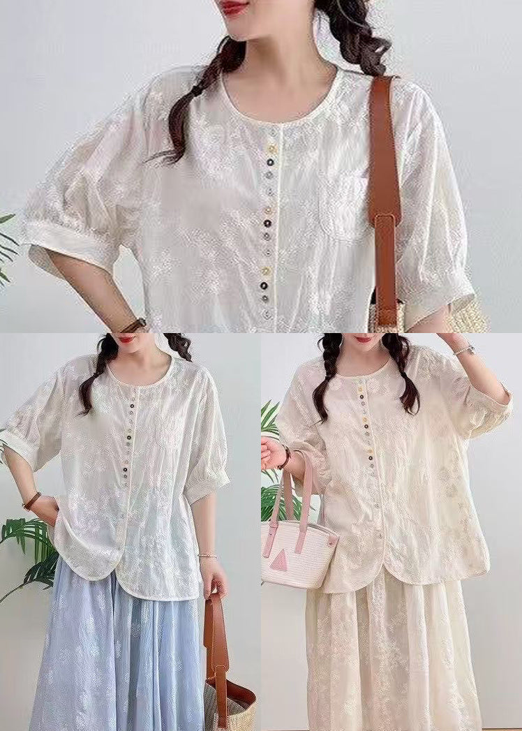 Hemd Oversize Apricot Jacquard Sommer Baumwolle
