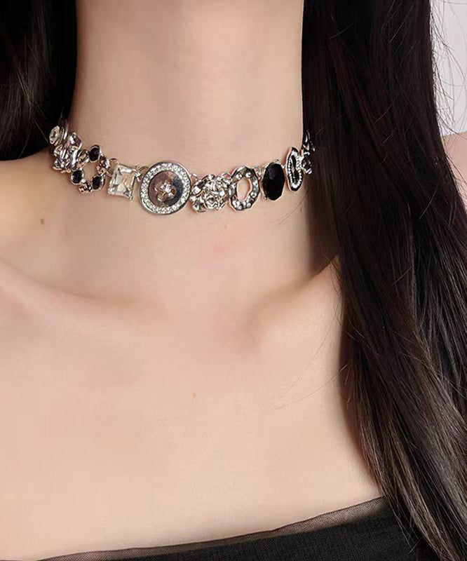 Gratuated Art Zirkon Perlen Halskette Legierung Knopf