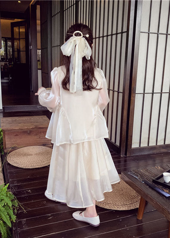 Und Seide Zwei Shirts Kinder Maxi Röcke Kunst Apricot Pailletten Knopf