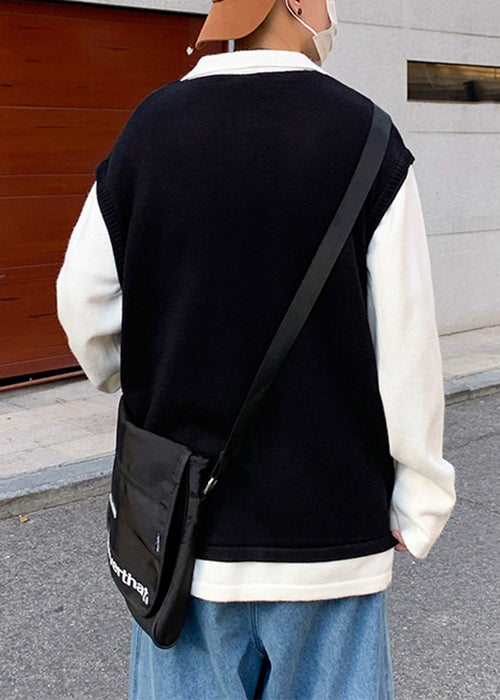 Embroideried Knit Men Art Patchwork Cozy Sweater Spring Beige