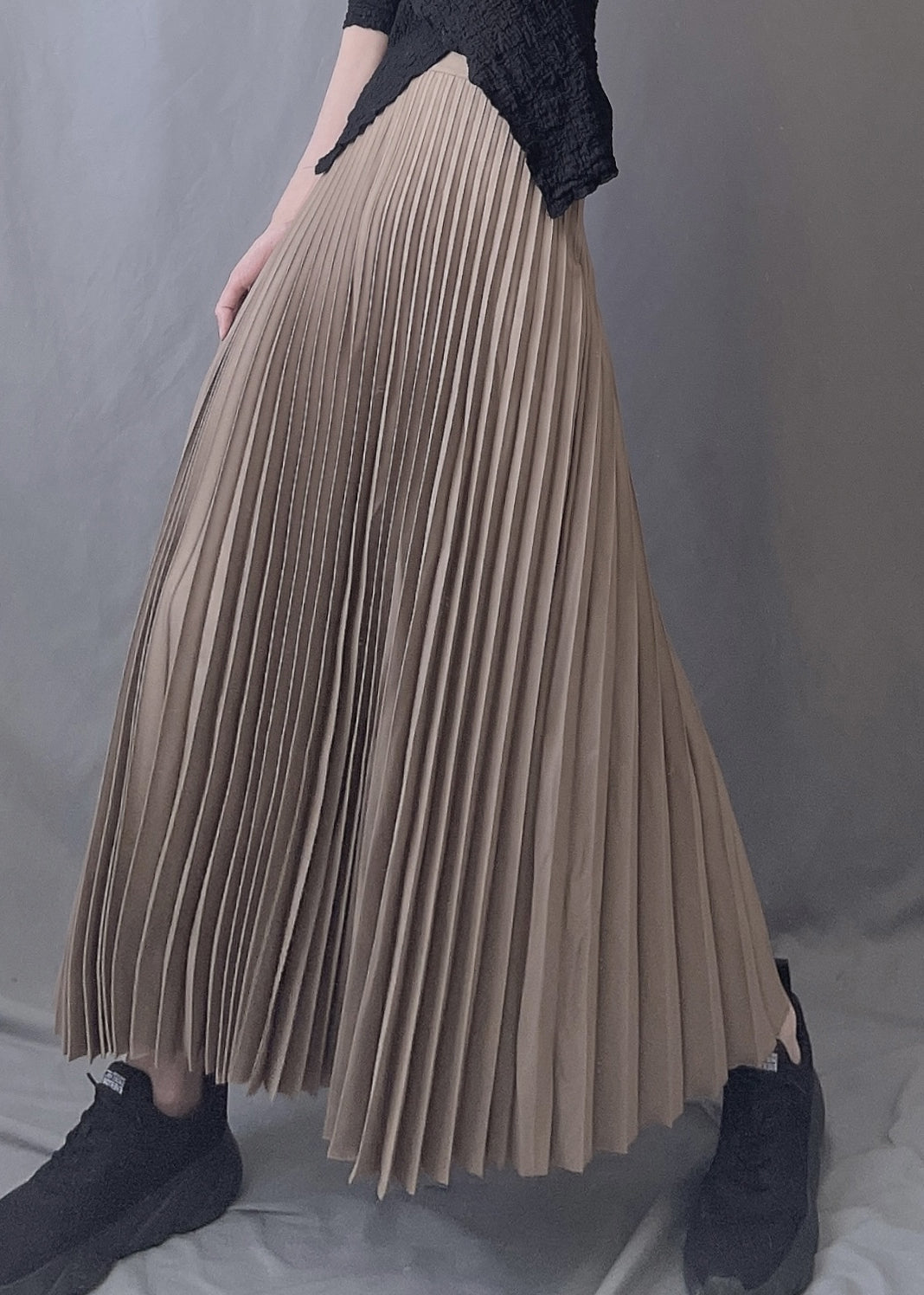 Art Chocolate Falten Elastische Taille A-Linie Röcke Frühling YJ005