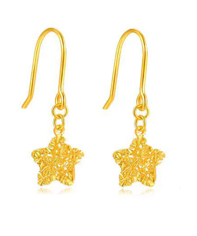 Boucles d'oreilles pendantes géométriques en forme d'étoile, surdorées en cuivre doré, YD041