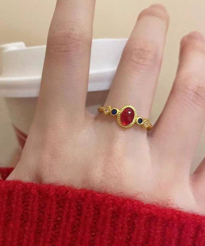 Overgild Sterling Rings Drop Silver Glaze Gold Art