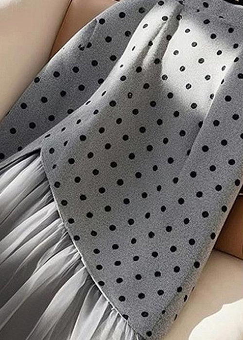 Taille Patchwork Tüll Frühling Röcke Dot Art Grau Hohe