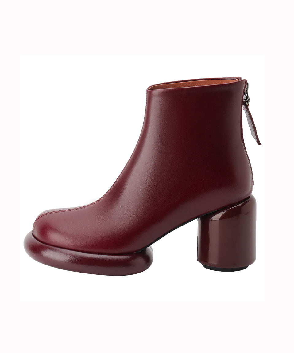 Bottes épaisses Art Splicing en cuir de vachette mûre RD011