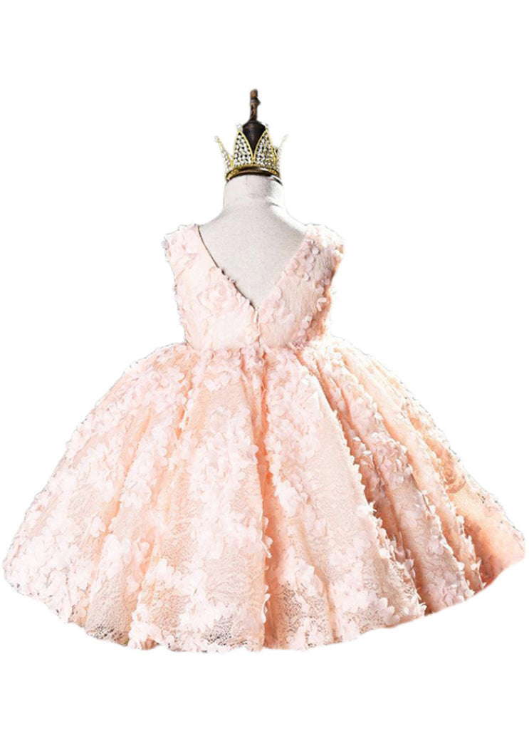 Magnifique robe longue rose en dentelle à col rond et dos nu pour filles, idéale pour les vacances, l'été, YS026