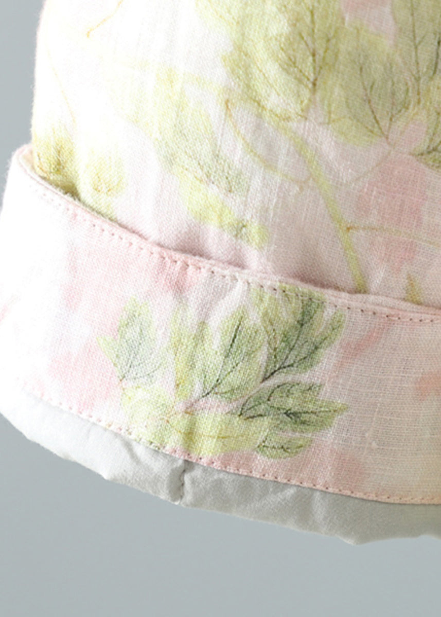 Wunderschöner rosa Stehkragen Patchwork-Druck Feine Baumwolle gefüllte orientalische Mäntel im Winter TM039