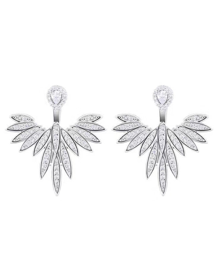 Beautiful White Sterling Silver Sunflower Zircon Stud Earrings MM084