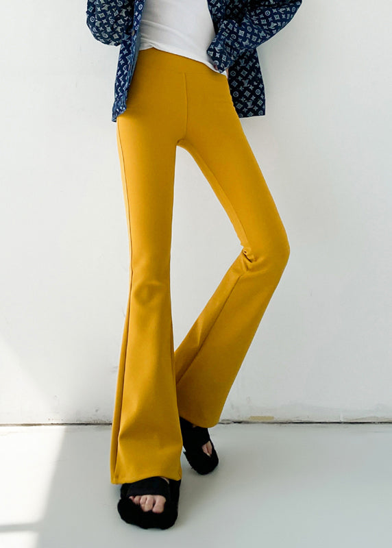 Schöne gelbe High Waist Slim Fit Schlaghose Frühling YF008