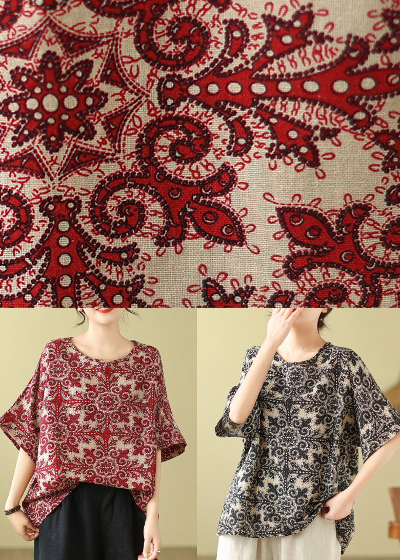 Patchwork Top Schwarz Kurze O-Ausschnitt Ärmel