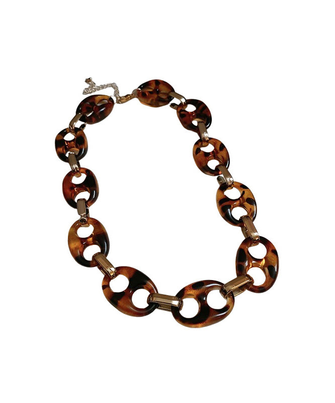 Collier bohème café acrylique creux en alliage