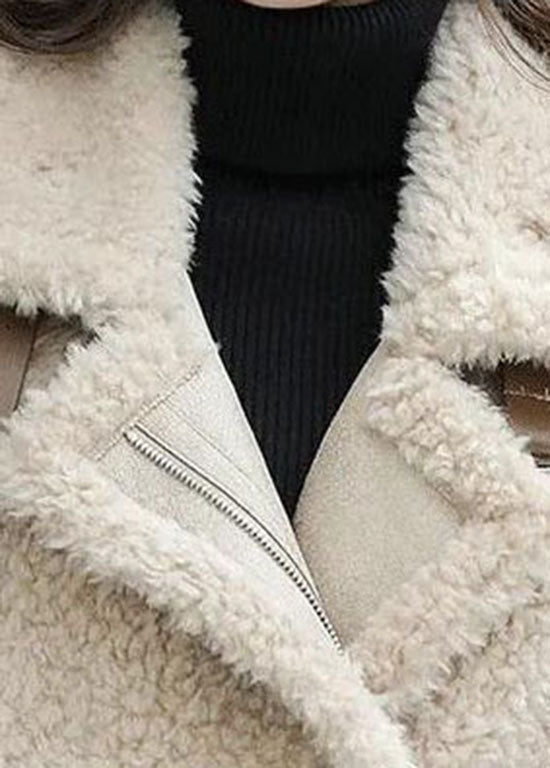 Bohemian Khaki Reißverschlusstaschen Kunstpelz Winterweste QD004