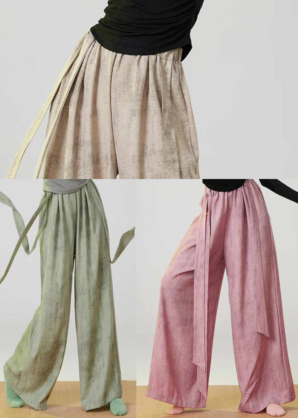 Bohemian Pink Oversized Tie Dye Leinenhose Frühling